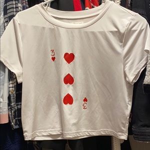 White tee with heart designs